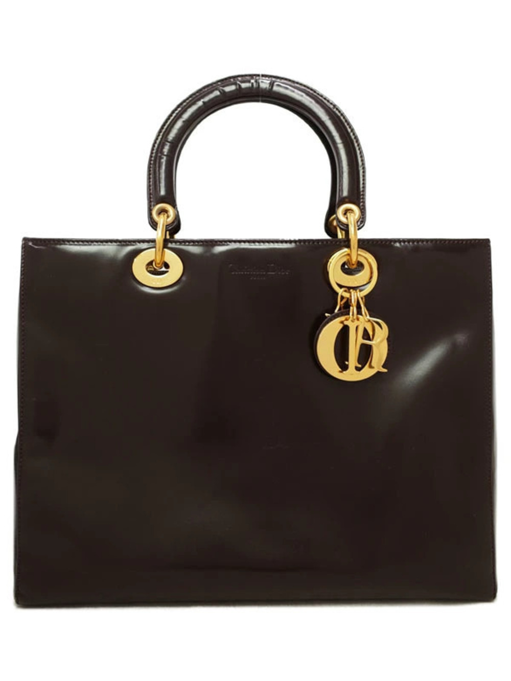 Christian Dior black patent leather Christian Dior Lady Dior tote bag